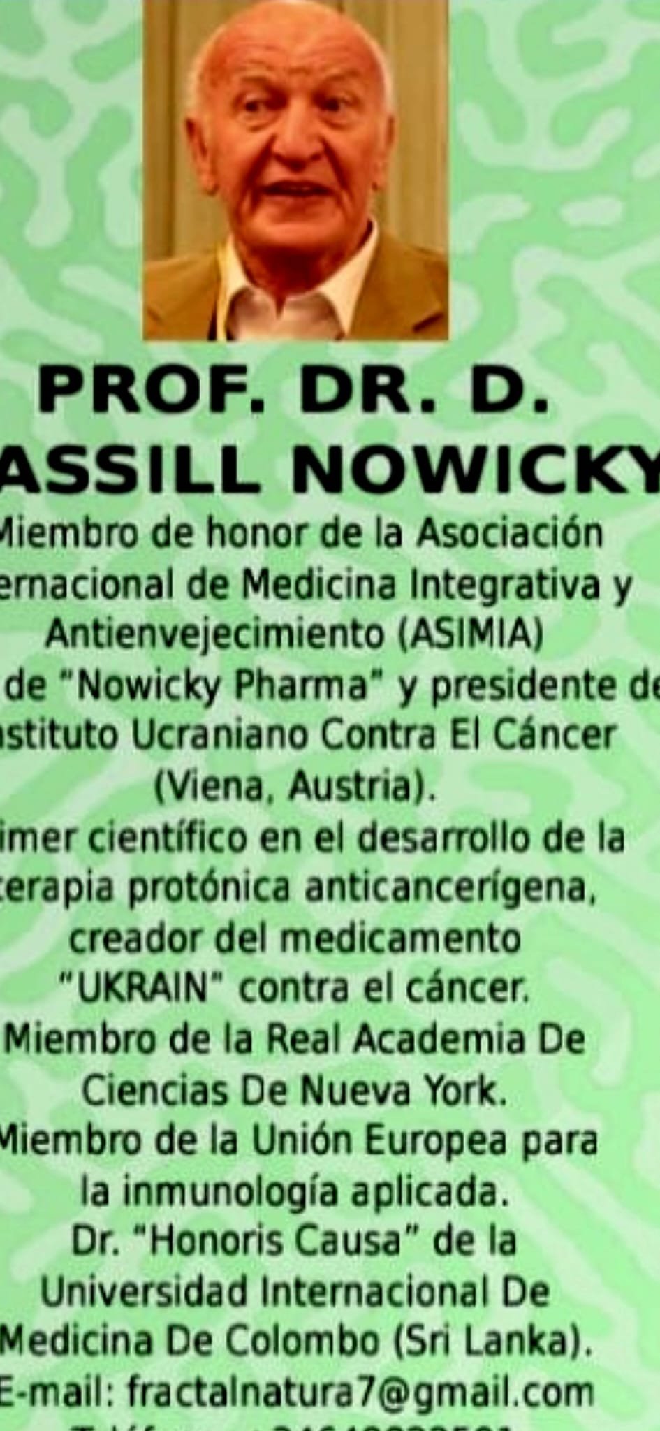 Curriculum of Prof. Dr. Wassill Nowicky, creator of UKRAIN